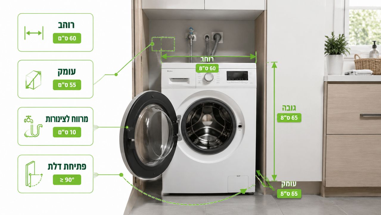 בחירת מכונת כביסה לדירה קטנה ונישה מוגבלת