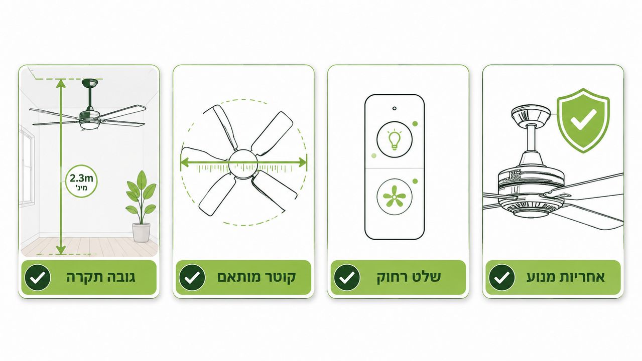 מאוורר תקרה עם זיכרון פעולה לשומרי שבת ושעון שבת