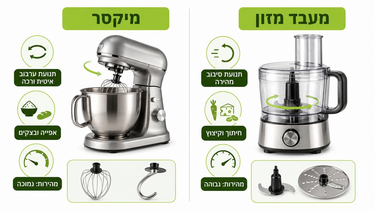 מה ההבדל בין מיקסר למעבד מזון