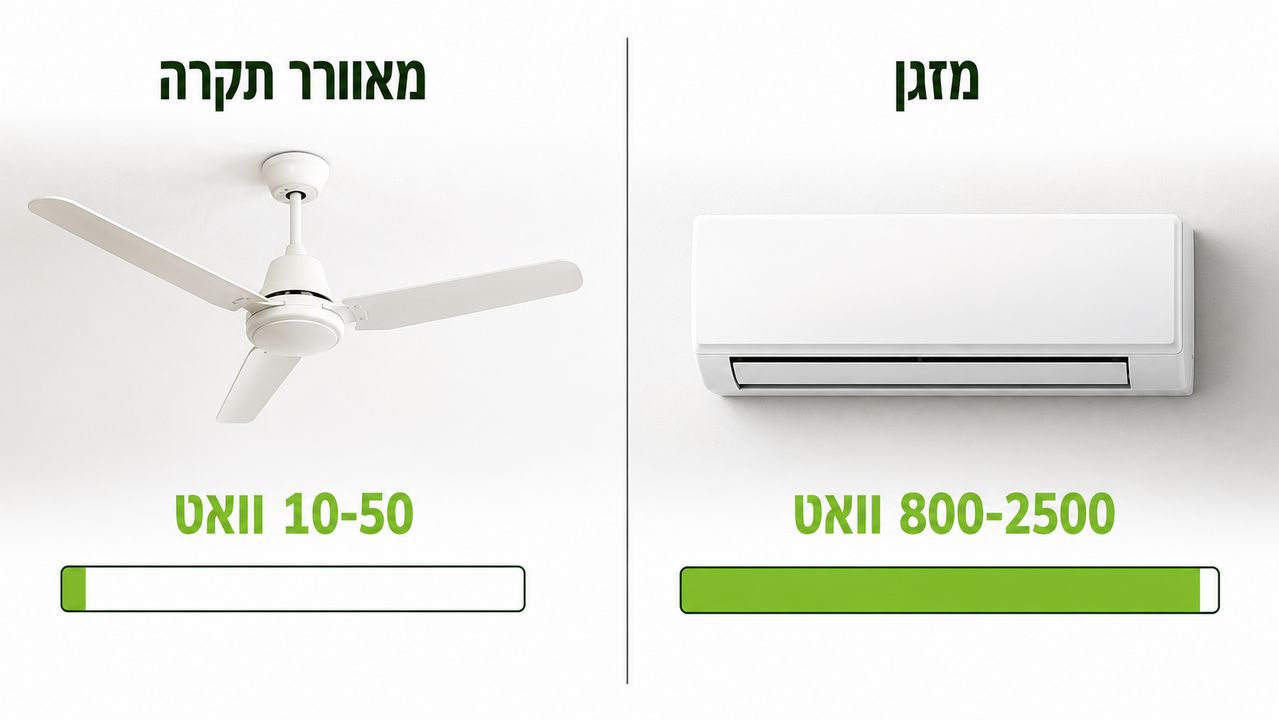 שילוב מאוורר תקרה עם מזגן לחיסכון בחשמל