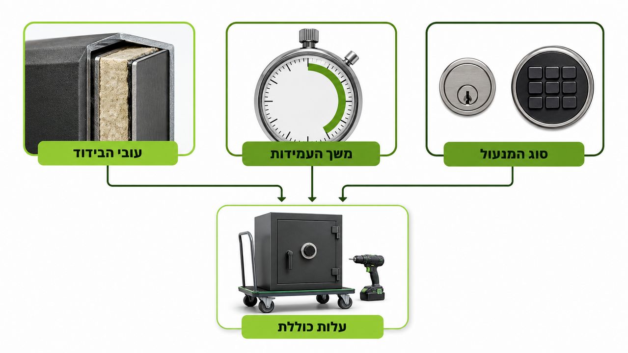 דפנות כפולות עם בידוד תרמי שמייקרות את עלות הכספת