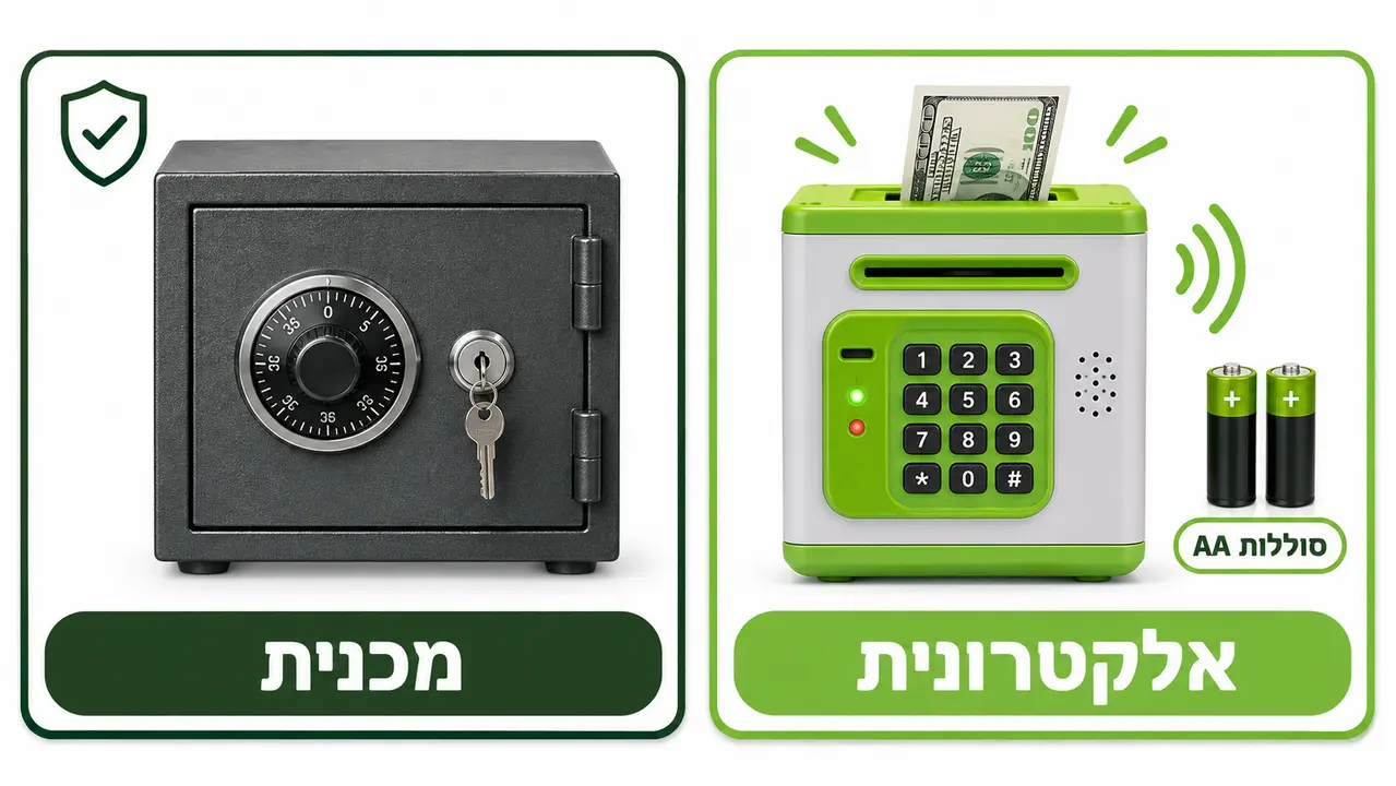 השוואה בין כספת אלקטרונית לכספת מכנית לפי אופי הילד