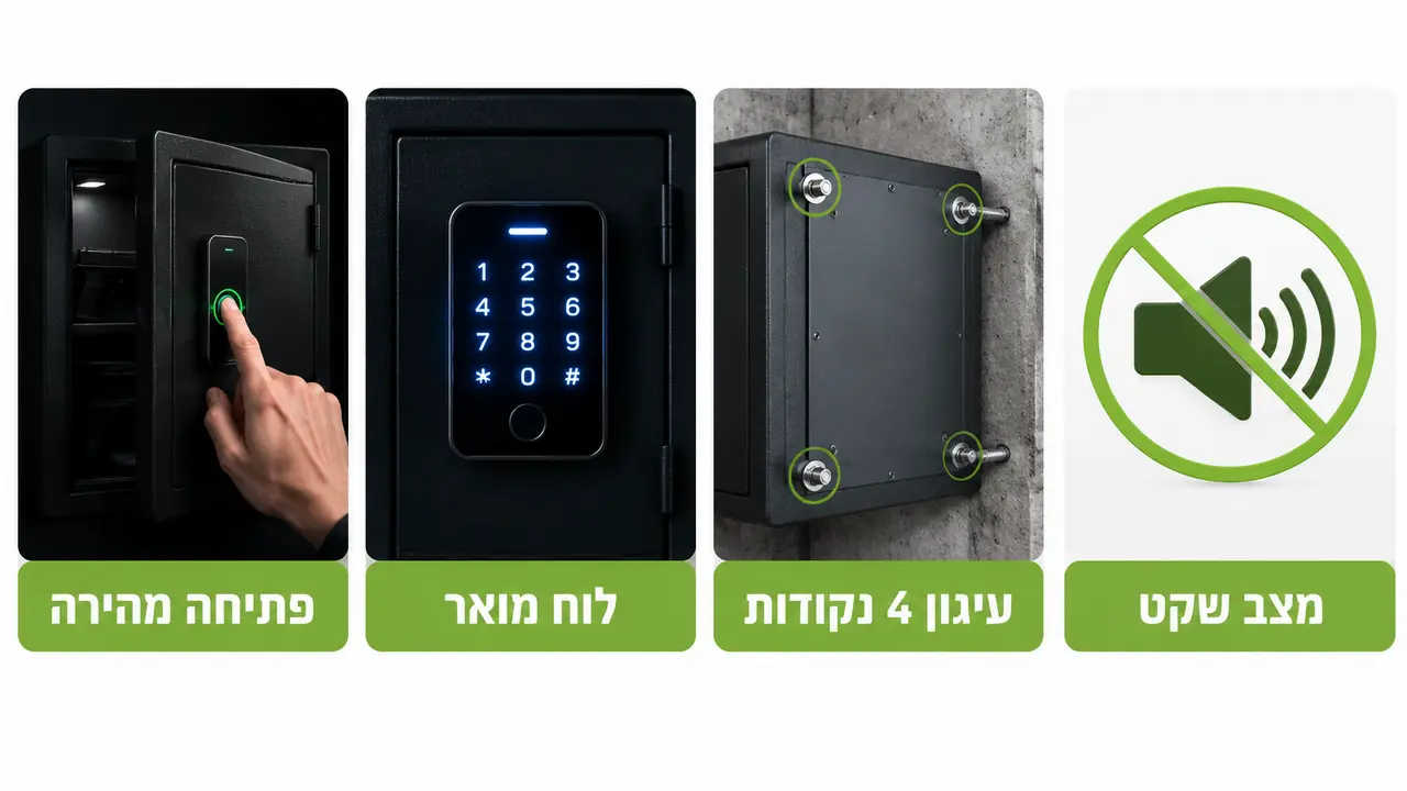 כספת לנשק ברישיון עם פתיחה ביומטרית