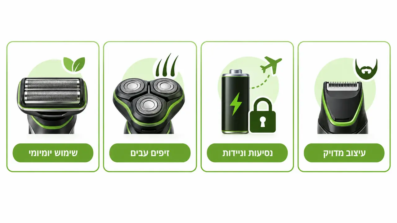 התאמת מכונת גילוח למבנה השיער ולשגרת השימוש